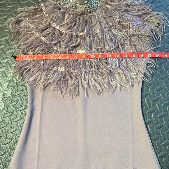 Gracia Lilac Embellished & Feathered  Mesh Top Size Small - Picture 4 of 10